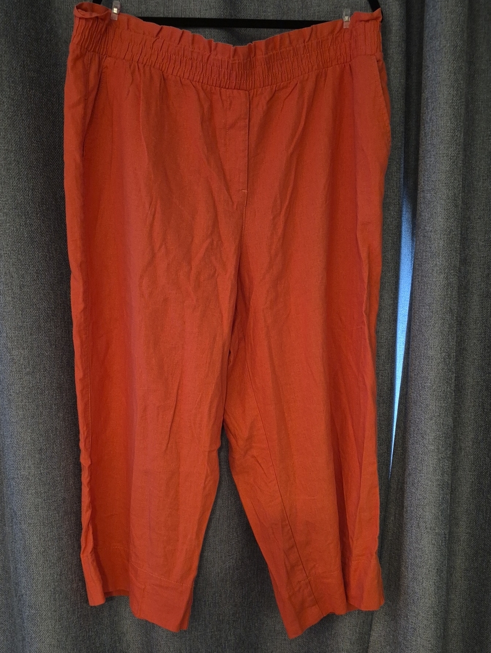 **LINEN**Women's Elastic-Waist Wide-Leg Pants - Orange